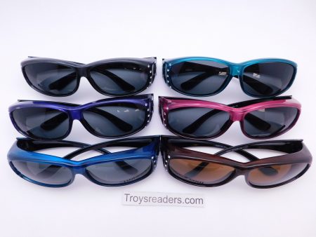 Polarized Double Temple Rhinestone Fits-Over Sunglasses in Six Colors Online Hot Sale