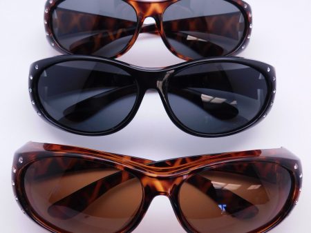 Polarized Double Temple Rhinestone Polarized Fit Overs in Three Variants Hot on Sale