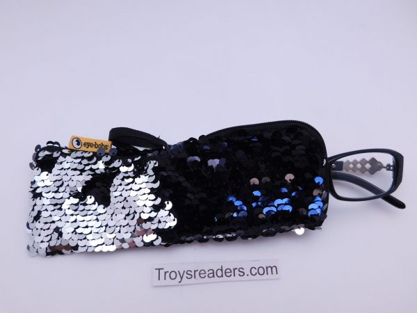 Black and Silver Eyebobs Two Tone Sequin Soft Case Online now