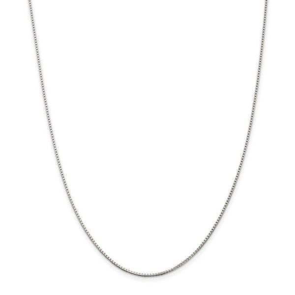 1.25mm Rhodium-Plated Sterling Silver Solid Box Chain Necklace Fashion