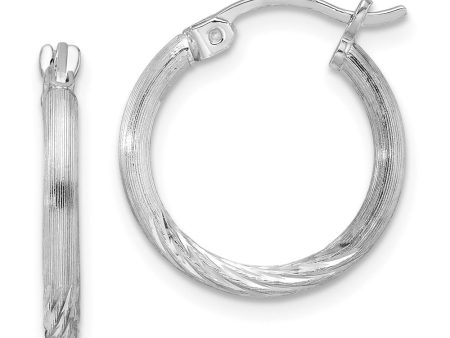 2mm, Satin, Diamond Cut Sterling Silver Hoops - 17mm (5 8 Inch) Online Hot Sale