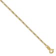 1.25mm, 14k Yellow Gold, Flat Figaro Chain Bracelet, 7 Inch For Sale