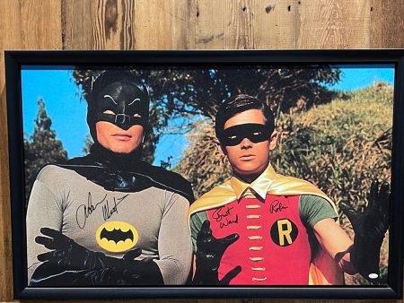 60’s Batman and Robin Canvas. Signed by Adam West and Burt Ward Hot on Sale