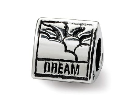 Sterling Silver Dream, Believe and Succeed 3-Sided Bead Charm For Discount