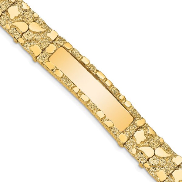 Men s 14k Yellow Gold 12mm Nugget I.D. Bracelet - 8 Inch Discount