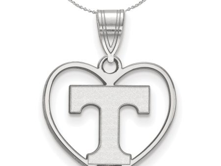 Sterling Silver U. of Tennessee Initial T Heart Necklace For Cheap