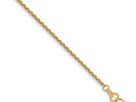 1.45mm, 14k Yellow Gold, Diamond Cut Solid Cable Chain Anklet, 9 Inch on Sale