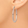 2mm x 35mm 14k White Gold Classic Round Hoop Earrings Discount