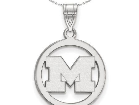 Sterling Silver U. of Michigan Small Initial M Circle Necklace For Sale