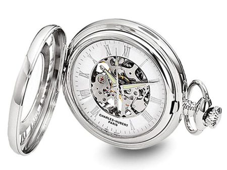 Charles Hubert Chrome-finish Skeleton Case Pocket Watch on Sale