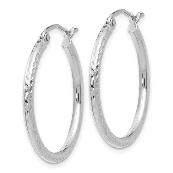 2mm, 14k White Gold Diamond-cut Hoops, 25mm (1 Inch) Online