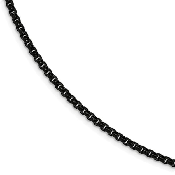 2.6mm Black Plated Stainless Steel Polished Box Chain Necklace Cheap