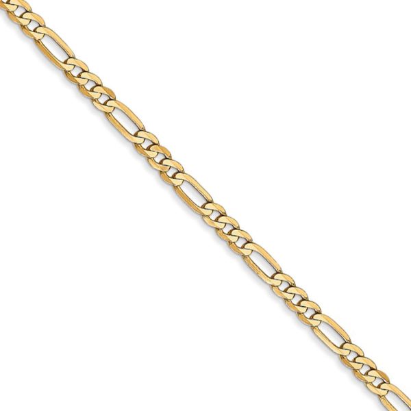 2.75mm, 14k Yellow Gold, Flat Figaro Chain Necklace For Discount