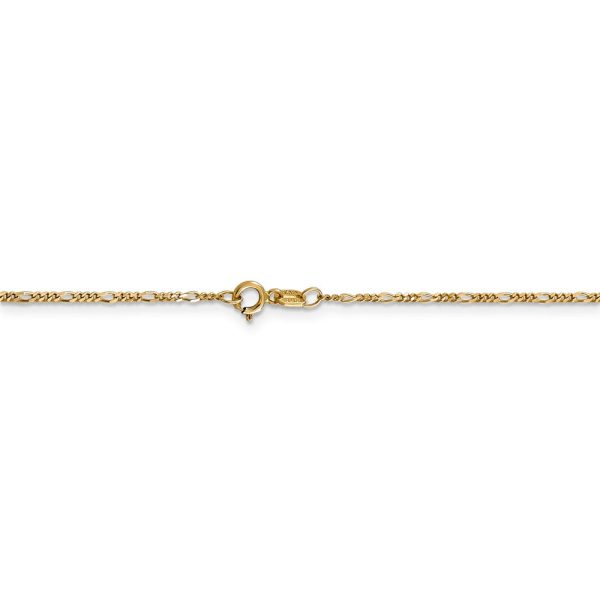 1.25mm, 14k Yellow Gold, Flat Figaro Chain Bracelet, 7 Inch For Sale