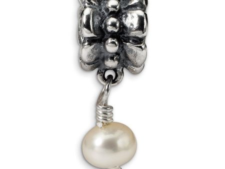 6mm FW Cultured White Pearl & Sterling Silver Bead Charm For Cheap