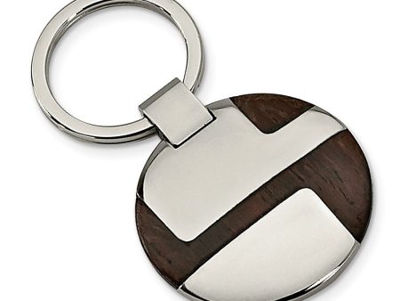 Men s Stainless Steel and Wood Inlay Key Chain Online Sale