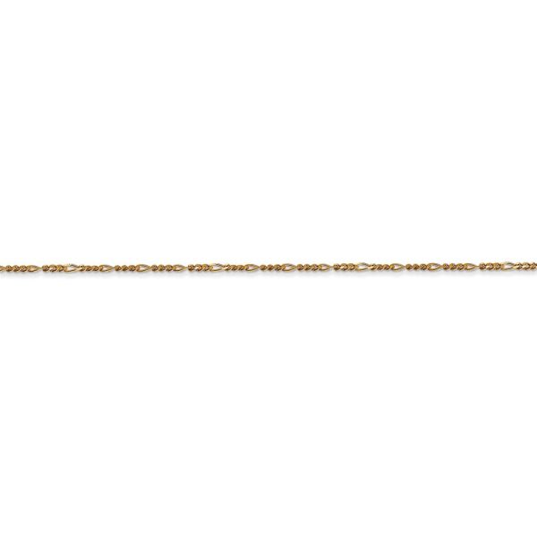 1.25mm, 14k Yellow Gold, Flat Figaro Chain Bracelet, 7 Inch For Sale