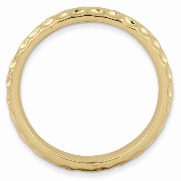 3.25mm Stackable Hammered 14K Yellow Gold Plated Silver Band For Cheap