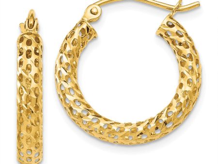 3mm, Round Mesh Hoop Earrings in 14k Yellow Gold, 20mm (3 4 Inch) For Discount