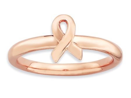 Stackable Pink 14K Gold Plated Sterling Silver Awareness Ribbon Ring Online Sale