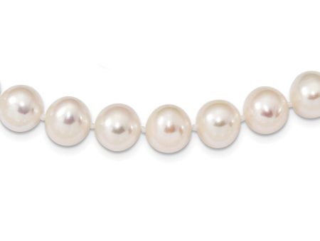 9-10mm, White FW Cultured Pearl & Sterling Silver Clasp Necklace For Discount