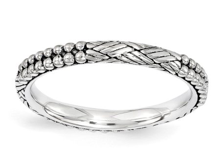 2.5mm Antiqued Sterling Silver Stackable Patterned Band Online