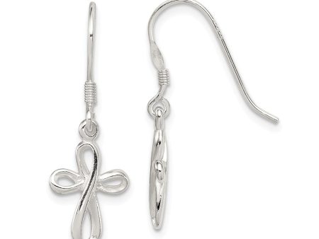 Small Everlasting Cross Dangle Earrings in Sterling Silver Supply