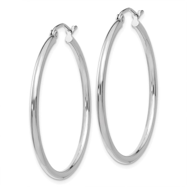 2mm x 35mm 14k White Gold Classic Round Hoop Earrings Discount