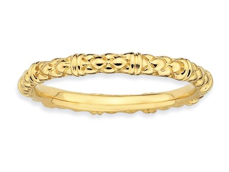 2.25mm Stackable 14K Yellow Gold Plated Silver Popcorn Band on Sale