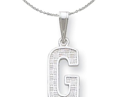 Sterling Silver, Sami Collection, Textured Block Initial G Necklace For Cheap