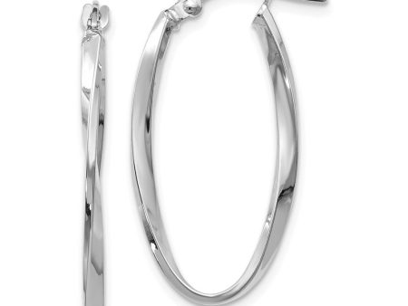 2mm Twisted Oval Hoop Earrings in 14k White Gold, 30mm (1 3 16 Inch) Fashion