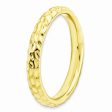 3.25mm Stackable Hammered 14K Yellow Gold Plated Silver Band For Cheap