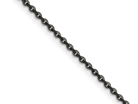 2.3mm Stainless Steel Black-plated Cable Chain Necklace Hot on Sale