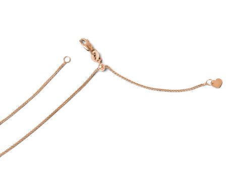 1mm 14k Rose Gold Adjustable Solid Wheat Chain Necklace Fashion