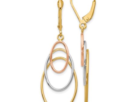 14k Tri-Color Gold Triple Oval Dangle Earrings, 45mm (1 3 4 Inch) on Sale