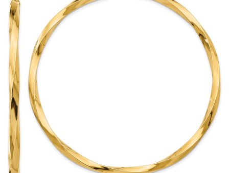 3 x 60mm Polished 14k Yellow Gold X-Large Twisted Round Hoop Earrings Online Sale