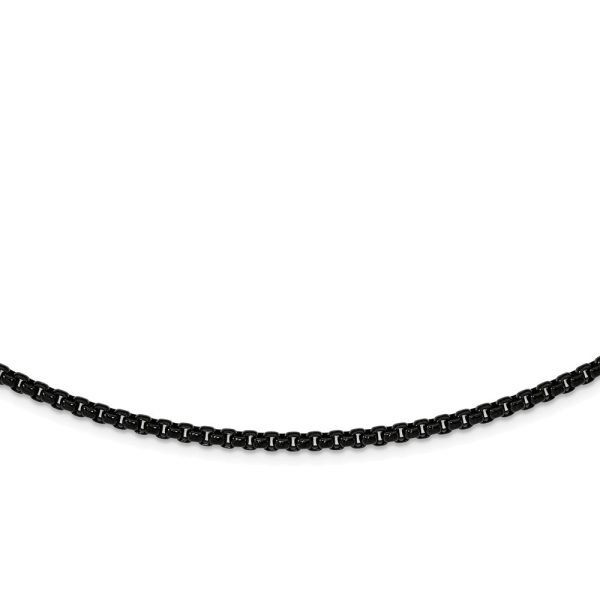 2.6mm Black Plated Stainless Steel Polished Box Chain Necklace Cheap