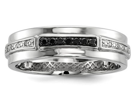 Men s 1 8 Cttw Black & White Diamond 6mm Band in Sterling Silver Online now