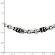 Mens Stainless Steel, Rubber Accent Barrel Link Chain Necklace, 22 In Online Hot Sale