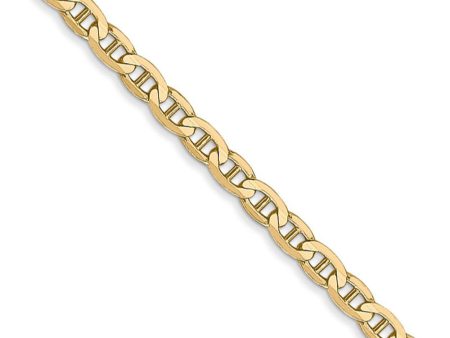 3mm, 14k Yellow Gold, Solid Concave Anchor Chain Necklace Online Sale