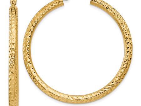 3mm, 14k Yellow Gold Diamond-cut Hoops, 40mm (1 1 2 Inch) Online now