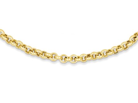 14k Yellow Gold 5mm Polished Hollow Rolo Chain Necklace, 18 Inch Online now