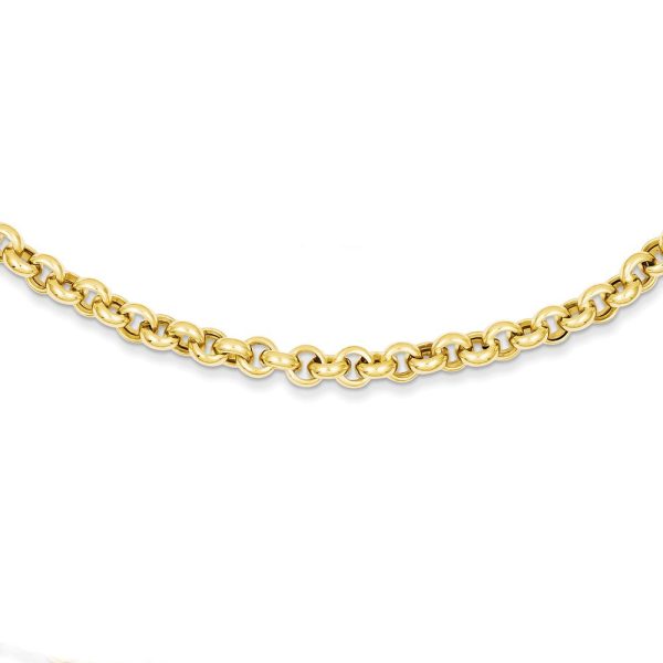 14k Yellow Gold 5mm Polished Hollow Rolo Chain Necklace, 18 Inch Online now