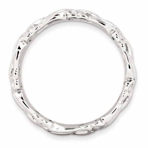 Rhodium Plated Sterling Silver Stackable Ornate Floral 4.5mm Band Hot on Sale