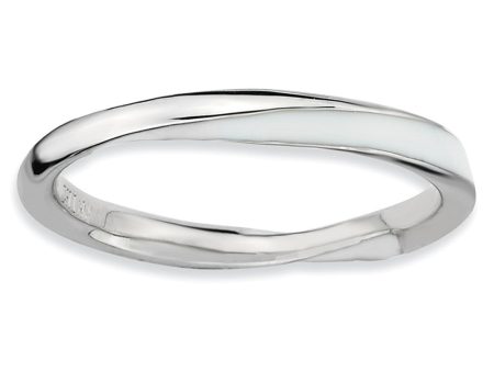 2.5mm Silver Twisted White Enameled Stackable Band Online now