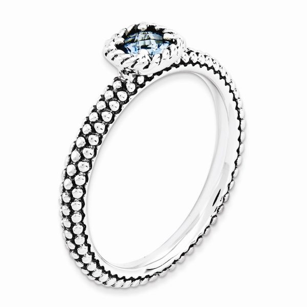 Antiqued Sterling Silver Stackable Blue Topaz Ring Online Sale