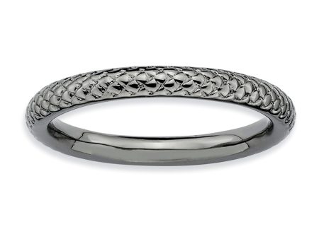 2.25mm Stackable Black Plated Silver Cable Band Online now