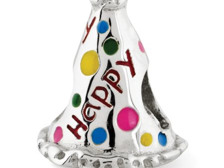 Sterling Silver and Enamel Happy Birthday Hat Bead Charm Cheap