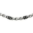 Mens Stainless Steel, Rubber Accent Barrel Link Chain Necklace, 22 In Online Hot Sale