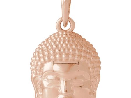 14k White, Yellow or Rose Gold Small 2D Buddha Head Pendant, 10mm Online Sale